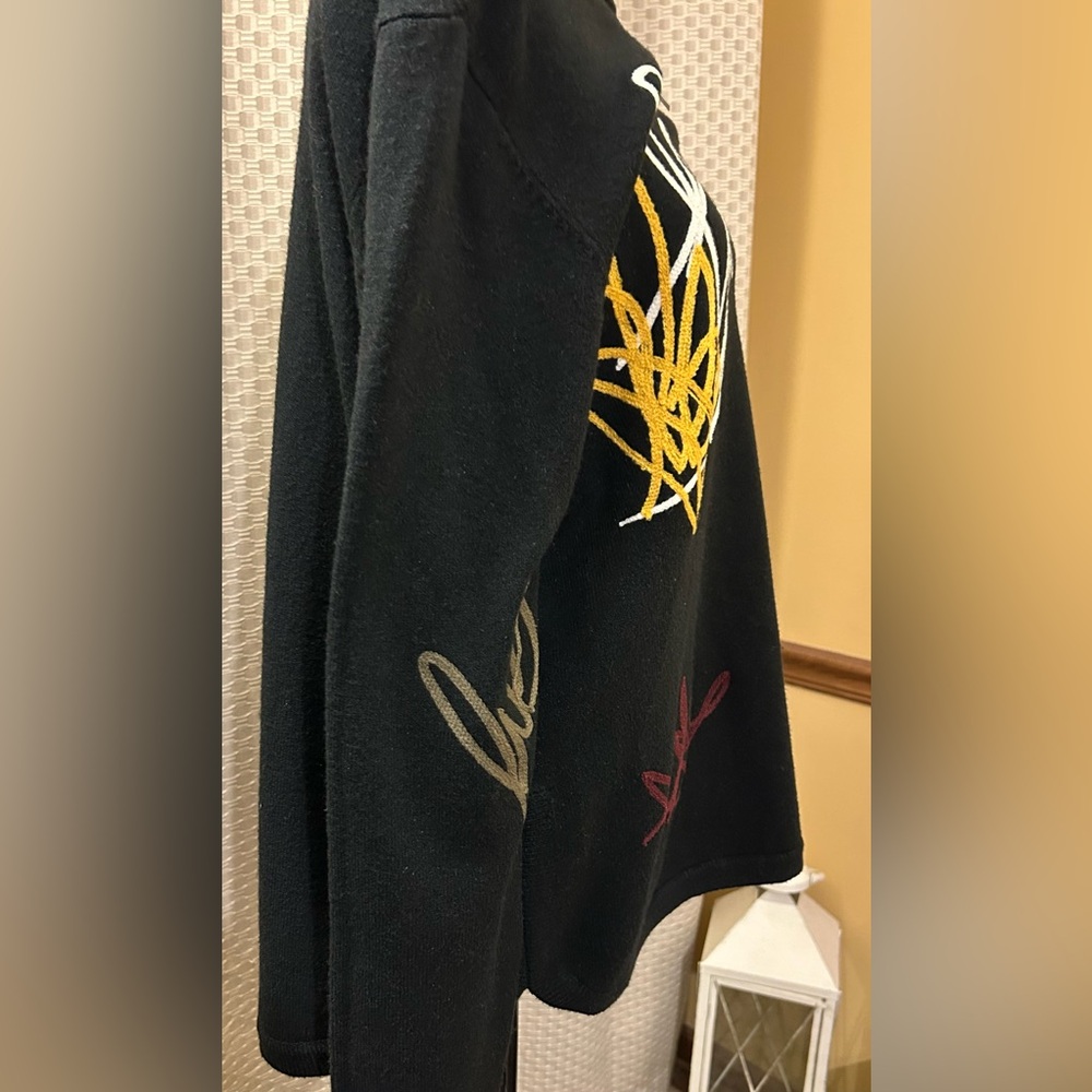 NWT. Charlie B Scribble Design Black Sweater with Colorful Abstract Design - Picture 9 of 12